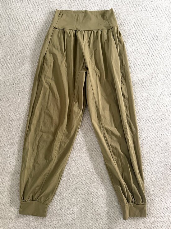 Pants - Olive Stretch Bubble Jogger Pants - Green / Large